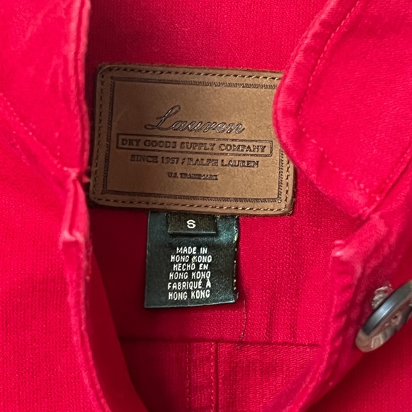 Vintage  Ralph Lauren Dry Goods Jean Jacket Red Size Small - Picture 9 of 10